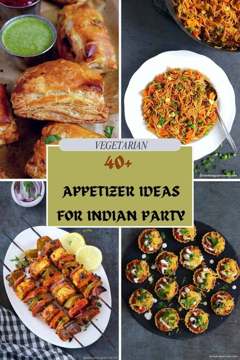 Are you ready to elevate your Indian festival party and gathering with some mouthwatering vegetarian starters? Dive into this delightful collection of classic and fusion Indian Party appetizers that will leave your taste buds dancing! With 40+ scrumptious appetizer options, these delectable bite-sized treats are the perfect way to kick off the festivities. Indian Fusion Recipes Vegetarian, Indian Party Appetizers, Indian Starters Vegetarian, Indian Appetizers For Party, Indian Food Party, Party Appetizer Ideas, Vegetarian Tapas, Vegetarian Party, Vegetarian Starters