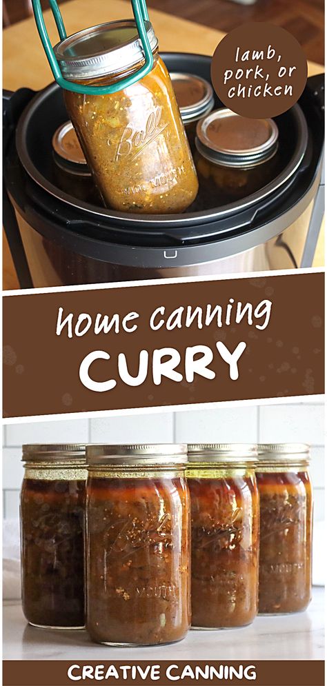 Learn how to can curry sauce with this delectable canning curry recipe. Perfect for accompanying lamb, pork, or chicken, this homemade curry sauce is perfect for pressure canning. This canning meals in jars recipe allows you to lock in all those fabulous flavors for an easy, ready-to-enjoy meal straight from your pantry anytime you wish. It's time to expand your culinary horizons with the joy of canning! Canned Curry Sauce, Canning Butter Chicken Sauce, Canning Curry Sauce, Meal Canning Recipes, Pressure Canning Pork Recipes, Canning Meat Recipes, Canning Recipes Meals, Pressure Canning Meals In A Jar, Canning Pork Recipes