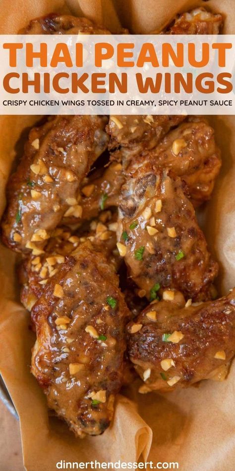 Spicy Peanut Butter Sauce, Peanut Butter Wings Sauce Recipes, Thai Wing Sauce, Peanut Butter Chicken Wings, Peanut Butter Wings, Easy Wing Sauce, Rueben Eggrolls, Burma Recipes, Chicken Wings Sauce Recipe