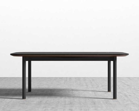 Augustus Dining Table | Rove Concepts Rove Concepts, Contemporary Dining Room, Black Table, American Walnut, Walnut Veneer, Black Marble, Black Solid, Beveled Edge, Solid Metal