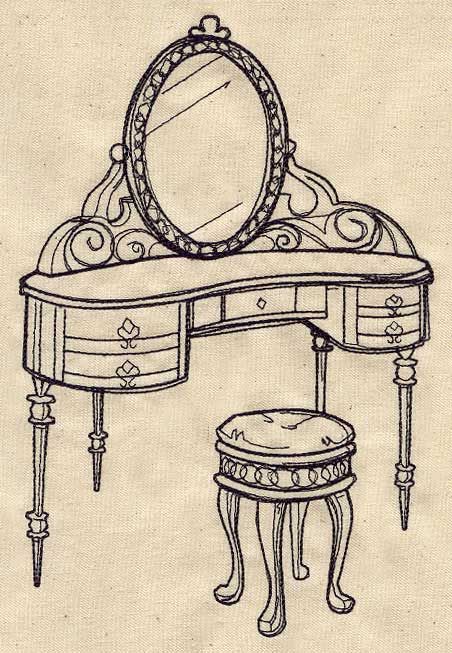 Vintage Vanity | Urban Threads: Unique and Awesome Embroidery Designs Princess Sketches, Interior Design Sketchbook, Drawing Scenery, Perspective Drawing Architecture, Body Shape Drawing, Interior Design Sketch, Interior Design Sketches, Artsy Pictures, Urban Threads