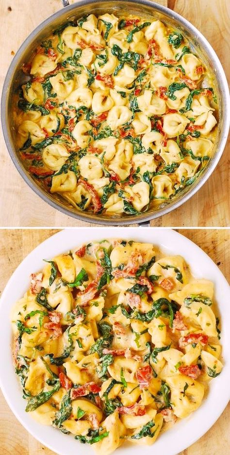 Tortellini Sauce Recipes, Easy Tortellini Recipes, Greek Tortellini, Mozzarella Cheese Sauce, Cheese Tortellini Recipes, Tortellini Recipe, Recipes Spinach, Spinach Tortellini, Tortellini Recipes