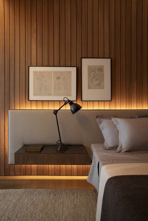 Gallery of Fasano Itaim Residential / Studio MK27 - Marcio Kogan - 2 Floating Bedside Table, Interior Livingroom, Minimalist Bedroom Design, Interior Design Per La Casa, Gothic Home, Bilik Tidur, Room Deco, Bedroom Bed Design, Headboard Designs