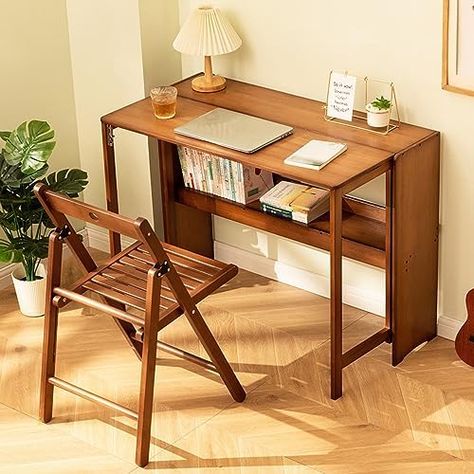 PKLbLr ZTO Store Folding Desk Simple Laptop Table for Home Office, Study Save Space (Tawny, Small) Tiny Office Desk, Desk Simple, Tiny Office, Home Office Study, Folding Desk, Simple Desk, Tiny Space, Laptop Table, Small Home Office