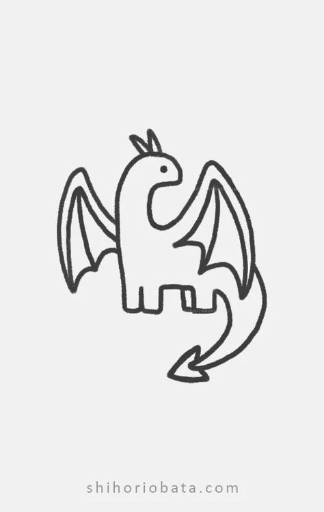 East Dragon Drawing, How To Draw A Cartoon Dragon, Easy Dragon Doodle, How To Draw Cute Dragons, Cartoon Dragon Drawing Easy, Cute Easy Dragon Drawings, Halowen Drawing, Doodles And Simple Drawings, Drawing Dragons Easy