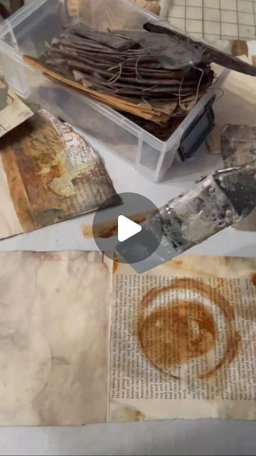 Pascale Daily on Instagram: "What to do during a snowstorm.. with so many leftover paper on my table.. what else but to prep journal pages, using dyed tea bags is one of my favorite way to attach my pages together.. tea bags are strong enough without adding the bulk🤎🧡🤎Now to get my shovel❄️ #artistsoninstagram #artjournal #artjournaling #mixedmedia #mixedmediajournal #teabagart #journalpages #handmadejournal #createeverday #makearteveryday #artmarks #markmaking #paperlover #dyedpaper #rustdyedpaper #paperlove #artinprogess #creativejournal #junkjournaling #mixedmediaartjournal" Artist Books Handmade, Handmade Paper Journal, Vintage Paper Crafts, Diy Crafts Vintage, Handmade Journals Diy, Used Tea Bags, Tea Bag Art, Gelli Plate Art, Crafts Vintage