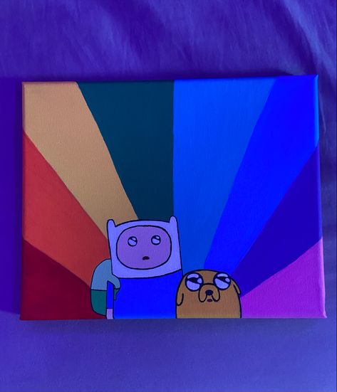 Adventure Time Acrylic Painting, Finn And Jake, Cartoon Canvas, Nostalgia Art, Posca Art, Hippie Painting, Simple Canvas Paintings, Cute Canvas Paintings, Canvas Drawings