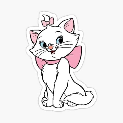 #marie #whitecat #redbubblesticker #redbubble #catsticker #90's #90'smovies #90'skid #aristocats #kitten #whitekitten #sticker #artistocatsshirts #cat #cute #cats #kitten, #thearistocat #kitty #movie #pink #cartoon #animal #berlioz #kittens #toulouse #lady #animation #cutecat #paris #bow #duchess #sweet #animals #classic #cool #french #popular #sassy #adorable #animated #cutie #omalley #cremedelacremealeedgar #cuddly #cuteanimal, #cutekitens Pink Stickers Coquette, Aristocats Stickers, 2000s Stickers Aesthetic, Marie The Aristocats, Funny Laptop Stickers, Pink Cartoon, Sticker Design Inspiration, Marie Cat, Disney Cats