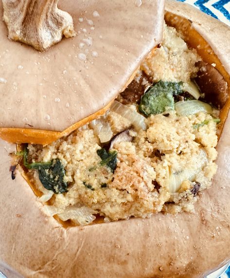 Gruyère, Spinach and Cornbread Stuffed Long Island Cheese Pumpkin Long Island Cheese Pumpkin Recipes, Stuffing Ingredients, Vegetarian Main Course, Cheese Pumpkin, Vegetarian Entrees, Herbs De Provence, Spinach And Cheese, Winter Squash, Italian Sausage