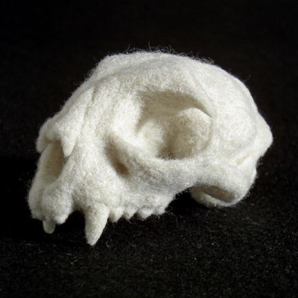 needle felt cat skull Stephanie Metz, Felt Skull, Animal Studies, Needle Felted Cat, Needle Felting Diy, Felt Animal, Animal Skull, Cat Skull, Needle Felting Projects