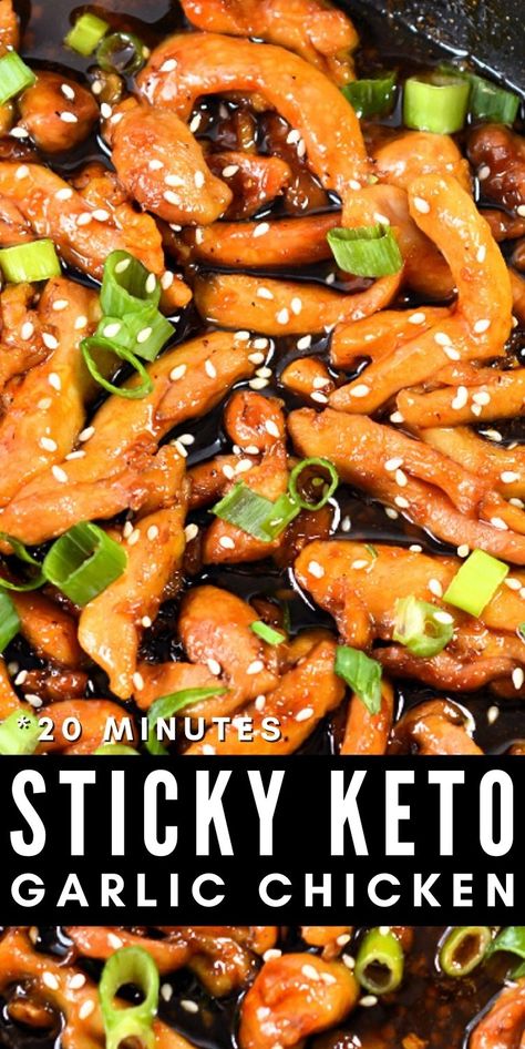 Sticky Keto Garlic Chicken #ketostickygarlichicken #stickygarlicchicken Keto Garlic Chicken, Keto Chinese Food, Breakfast Low Carb, Carb Dinner, Keto Recipes Dinner, Diets For Beginners, Keto Chicken, Diet Help, 140 Pounds