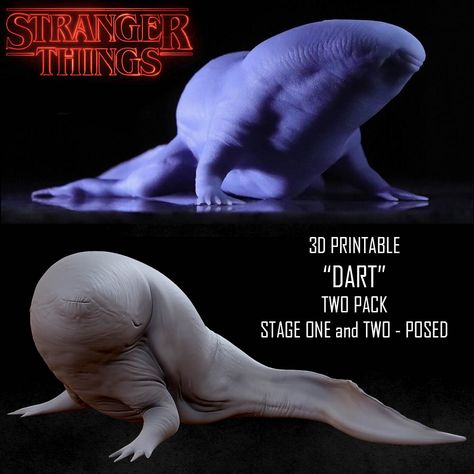 The cute and not so trusty Dart from Stranger Things. These are very accurate 3D Printable models of this little creature as seen in the series, it was sculpted using reference from the series and concept art, you can paint it and do lots of installations, dioramas or any kind of displays you want. Dart Stranger Things, 3d Printable, Print Models, Action Figure Accessories, Banner Ads, Dart, Stranger Things, Halloween Decorations, Concept Art