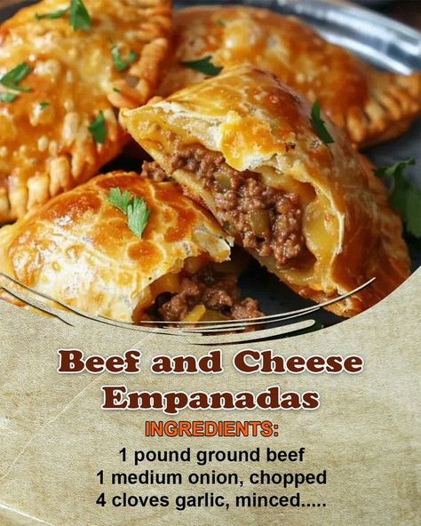 Beef And Cheese Empanadas, Cheese Empanadas Recipe, Cheese Empanadas, Empanadas Dough, Hearty Snacks, Empanadas Recipe, Spicy Beef, Homemade Beef, Quick Weeknight Meals