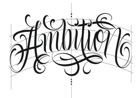 Lettering Ambition Tattoo Design, Flash Tattoo Lettering, Ambition Tattoo, Font Tattoos, Tattoo Lettering Alphabet, Tattoo Fonts Alphabet, Lettering Styles Alphabet, Tattoo Lettering Design, Chicano Lettering