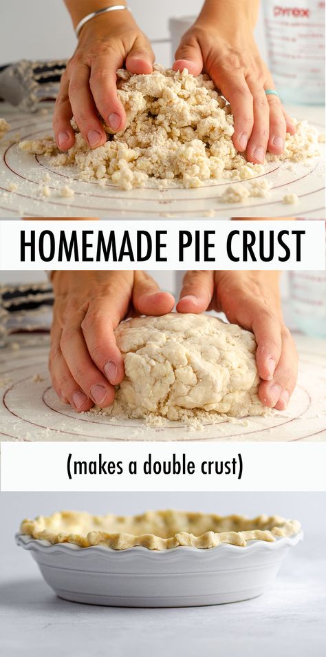 Double Pie Crust Recipe, Flakey Pie Crust, Flaky Pie Crust Recipe, Pie Crust Recipe Easy, Pie Dough Recipe, Homemade Pie Crust, Homemade Pie Crust Recipe, Easy Pie Crust, Buttery Pie Crust