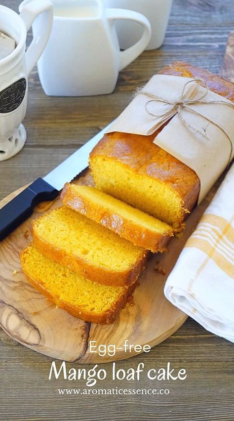 Eggless Mango Cake | Eggless Mango Loaf Cake Mango Sponge Cake Recipe, Mango Loaf, Travel Cakes, Mango Bread, Mango Desserts, Candy Cupcakes, Easy Mosaic, Eggless Cakes, Mango Dessert Recipes