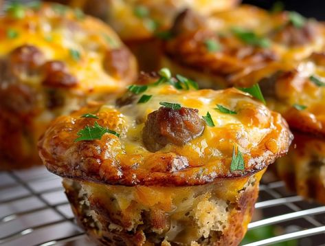 Easy Delicious Sausage Breakfast Muffins Simple Muffins With Sausage, Breakfast Egg Sausage Muffins, Sausage Egg Biscuit Muffins, Egg And Sausage Muffins, Breakfast Sausage Link Recipes, Sausage Egg Cheese Muffins, Sausage Muffin, Meal Prep Sausage Egg Muffins, Eggs Dishes