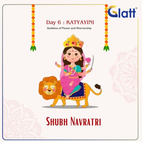 Day 6 of Navratri: Bow to Goddess Katyayani, the warrior form of Durga, representing valor and bravery. #goddessworship #sharadnavratri2023 #glatt #glattlife #glattpharma #valor #power #bravery #warriorship Happy Navratri, The Warrior, Day 6, Worship