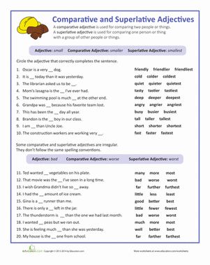 Adjective Worksheets for 3rd Grade | adjectives-compare-grammar-third-grade.gif Irregular Adjectives Worksheet, Degree Of Comparison Worksheets Grade 4, Degree Of Adjectives Worksheets, Comparative Adjectives Exercises, Adjectives Exercises, Adjectives Worksheet, Good Adjectives, Linking Verbs, English Adjectives