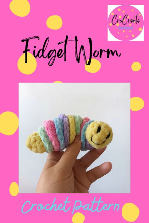 Crochet Worm Pattern, Figet Toys Crochet, Crochet Figit Toys, Crochet Fidget Toys Free Pattern, Crochet Fidget Toys, Easy Crochet Projects, Beginner Crochet Projects, Quick Crochet, Fidget Toys