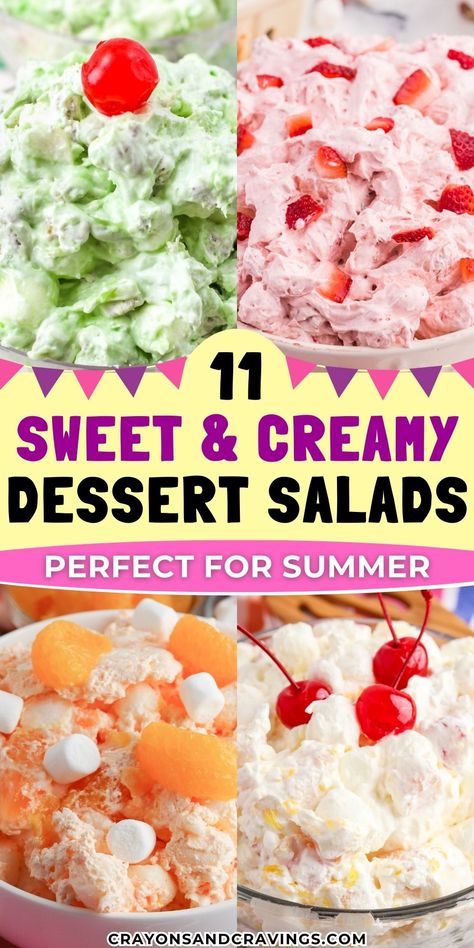 Summer Flavors Desserts, Dessert For Summer Party, Quick And Easy Summer Dessert Recipes, Marshmallow Fluff Salad, Cold Summer Desserts, Summer Treats Desserts, Summer Deserts Ideas, Light Desserts Easy, Summer Sweet Treats