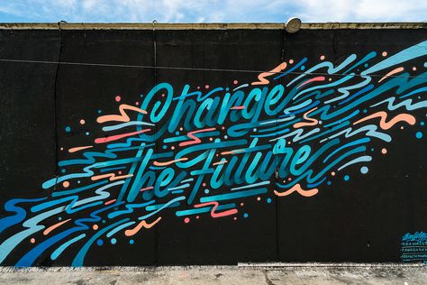 SEAWALLS 2017 on Behance School Murals, Posca Art, Mural Design, Typography Inspiration, Typography Art, Wall Graphics, Mural Art, Blue And Pink, Art Logo