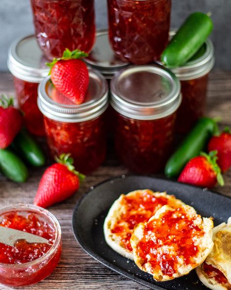 Strawberry Jalapeno Jam Recipe Canning, Strawberry Bacon Jam, Strawberry Jalapeno Jelly Recipe, Hawaii Cowboy, Strawberry Jalapeno Jam Recipe, Jam Vs Jelly, Strawberry Jalapeno Jam, Bacon Vodka, Jalapeno Jelly Recipes