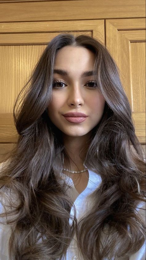 Light Brown Hair On Dark Brown Hair, Soft Dark Brown Hair, Dark Brown Hair Pale Skin, Cool Toned Brunette, Hair Inspo Brown, Cool Tone Brown Hair, Brown Hair Pale Skin, Haircare Aesthetic, Old Money Hairstyles