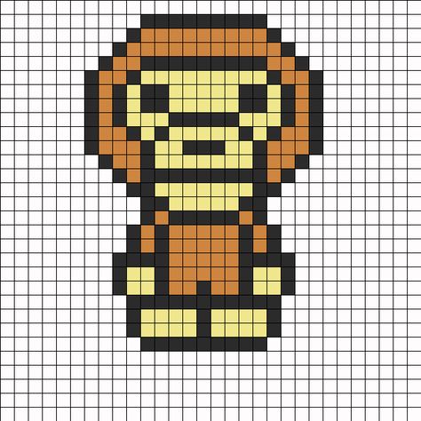 Perler Bead  monkey | Monkeyz Perler Bead Pattern | Bead Sprites | Animals Fuse Bead ... Monkey Perler Beads, Monkey Perler Bead Pattern, Bape Art, Melty Bead Designs, Hello Kitty Crochet, Easy Perler Bead Patterns, Easy Perler Beads Ideas, Graph Crochet, Hello Kitty Crafts