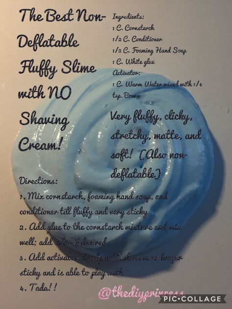 The best non-deflatable fluffy slime with NO shaving cream!! Slime Recipe Without Shaving Cream, How To Make Fluffy Slime Without Shaving Cream, Fluffy Slime Without Shaving Cream, Slim Ideas, Slime Without Shaving Cream, Bored Activities, Fluffy Slime Ingredients, Easy Fluffy Slime Recipe, Cool Slime Recipes