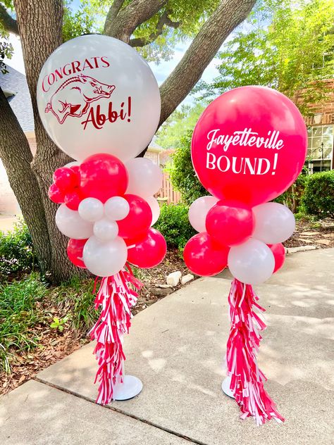 College Balloons, Seniors 2024, College Graduation Party Decorations, National Signing Day, Trunk Party, College Things, Graduation Party Planning, Grad Party Decorations, College Graduation Parties