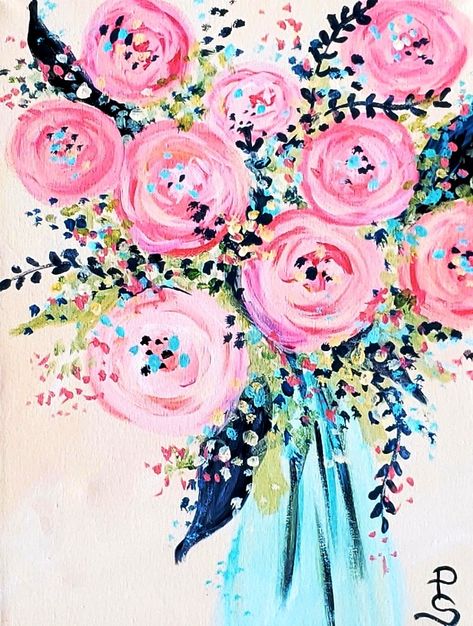 Mother’s Day Event at Bacovino, Seattle – “Spring Bouquet” | Corks and Canvas Events Mother's Day Painting Ideas Canvases, Mini Canvases, Sip And Paint, Pencil Drawings Of Animals, Sip N Paint, Easels, Cute Paintings, Flower Paintings, Spring Painting