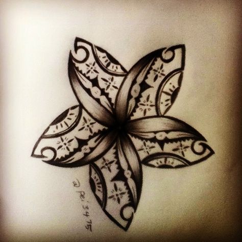 Fijian flower Polynesian Flower Tattoo Designs, Samoan Flower Tattoo, Fijian Flower Tattoo, Fijian Tattoo Design, Fijian Back Tattoo Women, Guam Flower Tattoo, Fijian Tattoo Women, Hawian Flower Tattoos Women, Fijian Turtle Tattoo