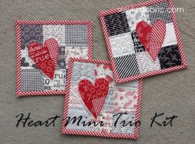 Mug Rug Tutorial, Heart Quilt Pattern, Quilted Coasters, Mug Rug Patterns, Quilted Potholders, Fabric Postcards, Valentine Projects, Valentines Mugs, Nine Patch