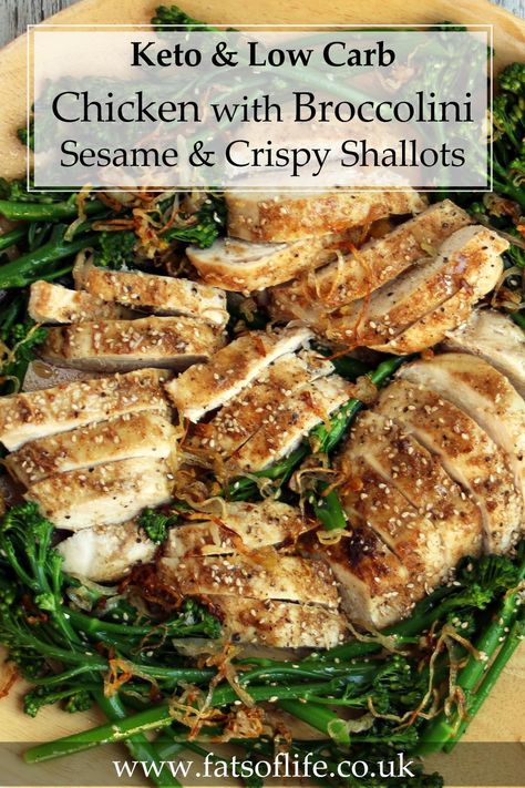 Sesame Chicken, Broccolini and Crispy Shallots (Keto) Chicken Broccolini, Fast 800, Crispy Shallots, Sesame Chicken, Low Carb Chicken, Keto Chicken, Low Carb High Fat, Veggie Dishes, Keto Recipes Easy