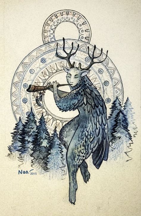 Pagan Art, Psy Art, Forest Creatures, Celtic Art, Fantasy Creatures, Mythical Creatures, Dark Art, Painting & Drawing, Art Inspo