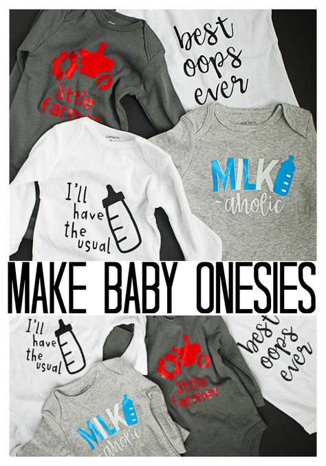 Make these baby onesies in minutes with the Cricut EasyPress! Perfect for baby gifts and more! Includes cut files! #cricut #cricutmade #cricuteasypress Homemade Baby Gifts, Easy Baby Blanket, Cricut Baby, Baby Projects, Baby Diy, Diy Cricut, Cricut Creations, Cricut Projects Vinyl, Baby Crafts