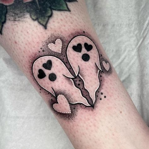 40 Jaw-Dropping Halloween Tattoos You Shouldn't Miss Haunted House Tattoo, Goth Tattoos, Ghost Tattoos, Halloween Tattoo Ideas, Spider Web Tattoo, Halloween Symbols, Goth Tattoo, Black Cat Tattoos, Ghost Tattoo