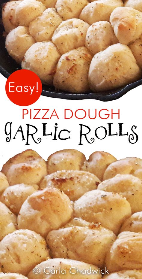 Garlic Knots Pizza Dough, Garlic Rolls Recipe, Pull Apart Garlic Rolls, Vegan Pizza Dough, Pull Apart Pizza, Store Bought Pizza Dough, Garlic Rolls, Homemade Bread Recipes Easy, Cast Iron Recipes