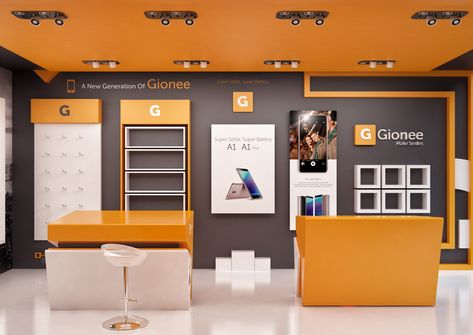 Mobile Store Design on Behance Small Shop Interior, Mobile Shop Design, Small Office Design Interior, Store Shelves Design, Store Decoration, Mobile Phone Shops, Braids Ideas, Mobile Store, Pharmacy Design