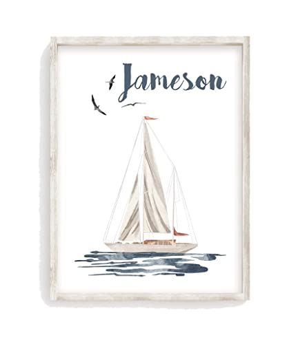 Personalized Watercolor Sailboat Baby Name Nursery Sign Little Boys Room Unframed Print Nautical Themed Boat Decor Name Nursery Sign, Watercolor Sailboat, Toddler Themes, Boat Decor, Kitchen Clothes, Nursery Signs, Childrens Room Decor, Toddler Room