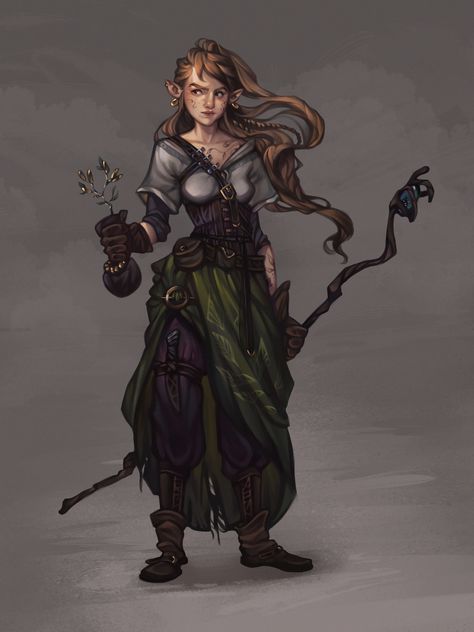 Fantasy Outfits Art, Druid Dnd, Light Armor, Dnd Druid, Dnd Elves, Half Elf, Elf Characters, Elf Druid, Fantasy Outfits