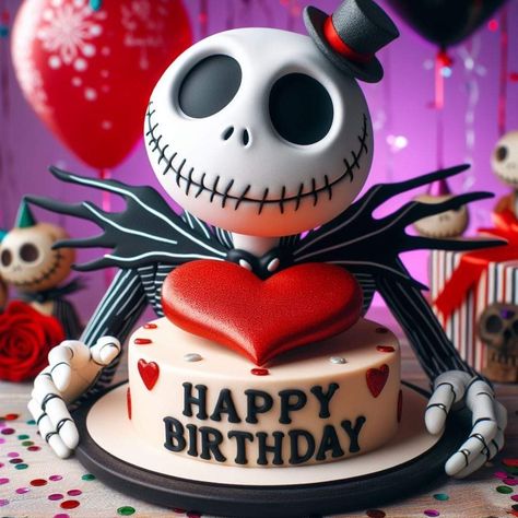 Jack Skellington Happy Birthday, Jack Skelton, Nightmare Before Christmas Quotes, Halloween Fanart, Happy Birthday Wishes Pics, Nightmare Before Christmas Movie, Halloween Birthday Cakes, Christmas Hand Painted, Birthday Wishes Pics