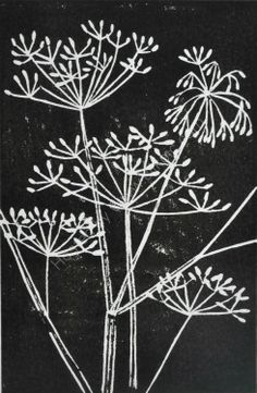 Lino Cut Ideas, Lino Print Ideas, Relief Printmaking, Cow Parsley, Linocut Printmaking, Lino Art, Lino Cuts, Seed Heads, Lino Printing