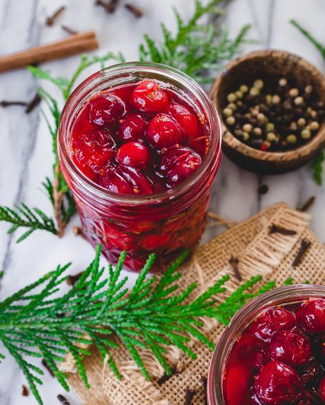 Quick pickled cranberries are a festive sweet tart condiment with SO many uses! Use them in a drink, display on a charcuterie board, top cooked meats, add to salads and everything else in between. They make an easy DIY holiday gift or table centerpiece too! Cranberry Jalapeno Relish Recipes, Quick Pickled Cranberries, Pickled Cranberries, Fermented Cranberries In Honey, Cranberry Jalapeno Jam Food Nanny, Pickling Ideas, High Bush Cranberry Jelly, Apple Cider Vinegar Water, Chestnut Stuffing