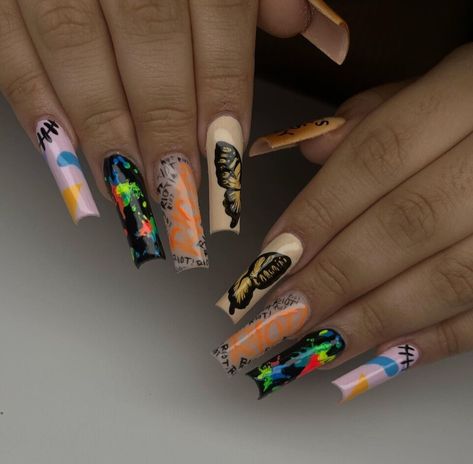 Paramore Nail Art, Paramore Inspired Nails, Paramore Nails, Nirvana Acrylic Nails, Grimes Nail Art, Paramore This Is Why Aesthetic, Paramore Self Titled, Paramore, Nail Inspo