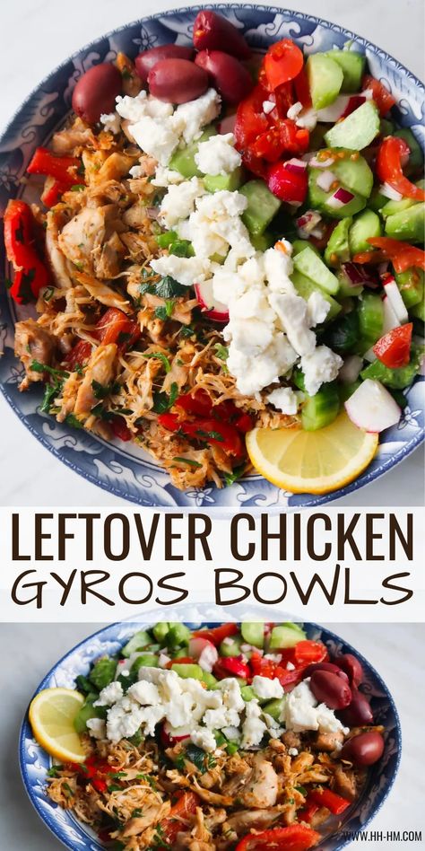 Gyros Bowl, Rotisserie Chicken Recipes Leftover, Mediterranean Recipe, Recipes Using Rotisserie Chicken, Chicken Bowl Recipe, Healthy Bowls Recipes, Leftover Chicken Recipes, Quick Chicken Recipes, Easy Mediterranean Diet Recipes