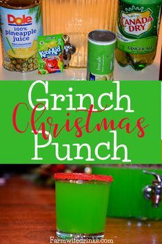 Grinch punch recipe is the ultimate Christmas punch. The bright green color with a red sugared rim makes it a Christmas green punch loved by all. Green Punch Recipes, Alcohol Treats, Grinch Night, Alcohol Ideas, Sherbet Punch Recipes, Grinch Punch, Grinch Movie, Green Punch, Grinch Christmas Party