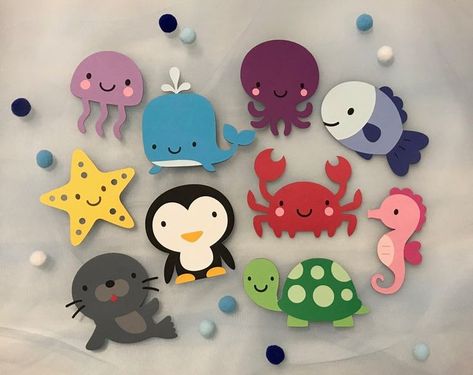 Images By Katiamathiasnobrega Mathias On Manualidades Octonauts Birthday Party, Ocean Theme Party, Animal Cutouts, Sea Baby Shower, Summer Crafts For Kids, Aquatic Animals, Sea Animal, Sea Creature, Ideas Party