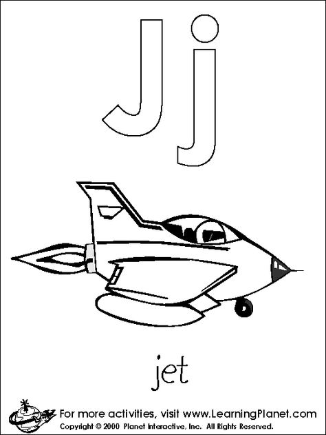 Letters Coloring Page - Print Letters pictures to color at AllKidsNetwork.com Letter J Song, Jet Coloring Page, Letter J Activities, Letter J Crafts, J Alphabet, J Words, Coloring Letters, Print Letters, Toddler Craft